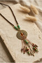 Handmade Brass Metal Pendant and Bead Detailed Long Authentic Necklace - 4
