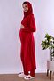 Long Robe Maternity Pajama Set with Hijab and Breastfeeding Feature Effortt - Cherry - 4