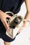 Cream Women's Crossbody Hand and Shoulder Bag with Gold Accessories - 3