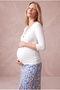 Maternity Ecru Cotton / Modal V-Neck 3/4 Sleeve Ring Detailed Blouse Laney - 4