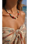 Natural Stone Turquoise Coral and Carved White Stone Detailed Bohemian Design Women's Necklace - 2