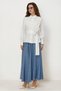 Belted Denim Look Skirt with Stone Details 60768 - 4