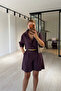 Plum Pleated Shorts / Shirt Tencel Modal Set