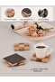 Marble Coasters Set of 4, Coral & Red Square Drink Coasters for Home & Office - 4