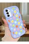 Samsung Galaxy A13 5g Compatible Case Camera Protector Blue Silicone Couple Phone Case Floral Pattern