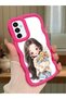 Samsung Galaxy M23 Compatible Case Camera Protector Red Silicone Couple Phone Case Girl Pattern