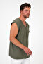 V-Neck Dirty Cut Detailed Pocketed Zero Sleeve T-Shirt Comfortable Cut - 3