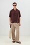 Burgundy Patterned Lyocell Men's Relax Fit Shirt - 2