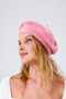 Women's Pink Wool Plush French Painter Beret Hat - 6