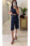 Frella Navy Blue Belted Vest Suit - 4
