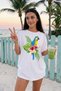 Colorful Papagan Beach T-Shirt, Parrot Beach Tee, 100% Cotton Unisex Oversized Cotton White T-Shirt, Crew Neck T-Shirt - 2