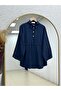 Aleyna Yarısı Buttoned Waist-Tightened Tunic-Zn2092 Navy Blue