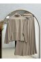 Ilgaz Half-Zipper Suit with Side-Cinched Skirt - Mf1874 Beige - 8