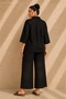 Women's Plus Size Scallop Embroidered Half-Lined Shirt and Pants 2-Piece Set (Not Stretchy) - 4