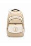 Beige Unisex Daily School Backpack, Water Resistant, Multiple Compartments, Laptop Compartment