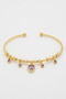 Gold Color Dangle Purple Zircon Stone Steel Charm Bracelet - 3
