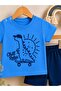 100% Cotton Hopidik Skateboarded Cute Dino Printed Top and Bottom Two-Piece Summer Baby Set - 2