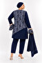 Plus Size, Round Neck, Patterned, Flared Sleeves, Inner Lining, Tight Leg, Double Boned Women's Hijab Swimsuit - 2