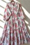 Women's Pink Judge Collar Buttoned Viscose Floral Patterned Hijab Dress Nms099 - 3