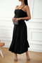 New Season Women's Long Janjan Crepe Dress with Rope Straps and Cross Detail on the Back - 3