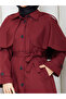 Cape-Covered Buttoned Belted Hijab Trench Coat Rc3142 - 7
