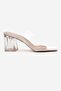 Women's Two-Strap Transparent Heeled Slippers Sandals Brovin White Skin - 4
