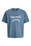 Men's Blue Jjedover Denim Tee Ss O-Neck Sn Pls Large Size T-Shirt - 5