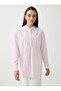 Hakim Collar Button Detailed Striped Blouse / Shirt - Pink Striped - 4
