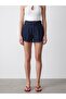 72341 100% Cotton Pleated Denim Shorts-Navy Blue - 3