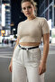 Plus Size Black Women's Leather Belt Chain Detailed Dress Top - 2