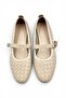Stone Buckle Detailed Comfortable Daily Ballerinas Beige Cream - 3