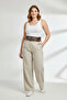 Plus Size Dark Brown Women's Wide Belt with Three Rows of Metal Rings - 2