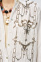 Women's Stone and Bead Embroidered Oversize Natur Shirt - 2