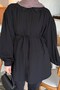 Tie-Detail Hijab Shirt Black - 3