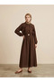 Ruffle Detail Dress-Brown