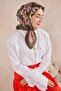 Twill Silk Coral Scarf Green Coffee 90X90 - 5