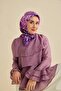 Twill Silk Scarf Classic Motif Purple 90X90 - 4
