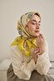 Twill Silk Scarf Shawl Pattern Yellow 90X90 - 5