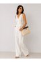 Beige Straw Women's Shoulder Bag with Chain Strap Handbag Brown Detailed Stylish Daily Clutch Bag - 7