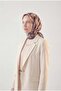 Shiny Textured Scarf Brown Dusty Rose Tone Geometric Patterned Water-Repellent Shiny 90X90 - 3