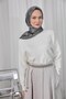 وشاح لامع من مزيج البوليستر باللون الرمادي بنمط عرقي وملمس لامع 90x90 - 2