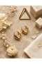 Gold-Plated Stainless Steel Geometric Angular Hoop Earrings - Luxurious and Durable Anti-Tarnish Design - 4