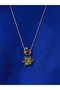 Green Flower Figured Colorful Stone Women's Necklace Zircon Stone Thin Chain Necklace - 3