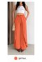 Women's Peach Modal Fabric Curtain Model Wide Leg Elastic Waist Lace-Up Trousers - 2