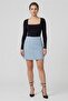 Women Diamond Pattern Mini Skirt, Wash Blue - 2