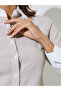Beige Striped Shirt With Contrast Collar - 4