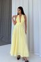 Neck Tie Detail Linen Draped Dress - Yellow - 4