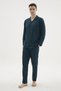 Men's Petrol Front Buttoned Shirt Collar Pajama Set C6T0N162