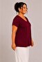 Women's Plus Size Casual Blouse - Front Back V-Neck Short Sleeve Blouse - 2