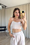 Beige Strappy Linen Bustier Trouser Set